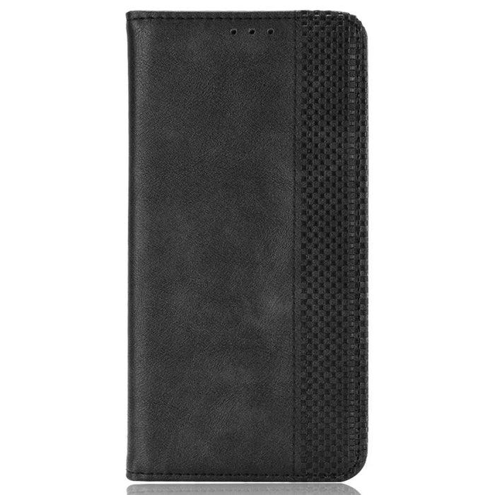 For Realme 14 Pro+ 5G Case Wallet Stand Retro Texture Leather Phone Cover - Black - 6