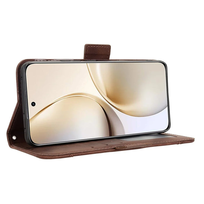For Realme 14 Pro+ 5G Case Leather Phone Wallet Cover with Multiple Card Slots - Brown - 4