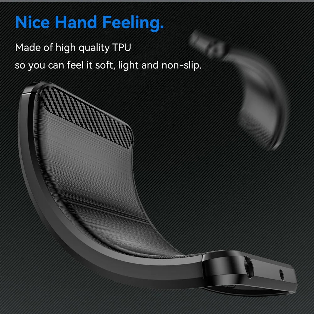 For iPhone 17e / 16e Case Protective Phone Cover Carbon Fiber Texture Brushed - Black - 4
