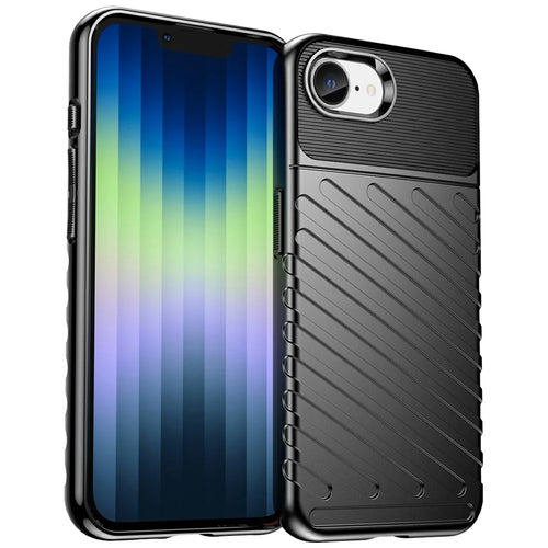 For iPhone 17e / 16e Case Twill Texture TPU Shockproof Protective Phone Cover - Black - 1