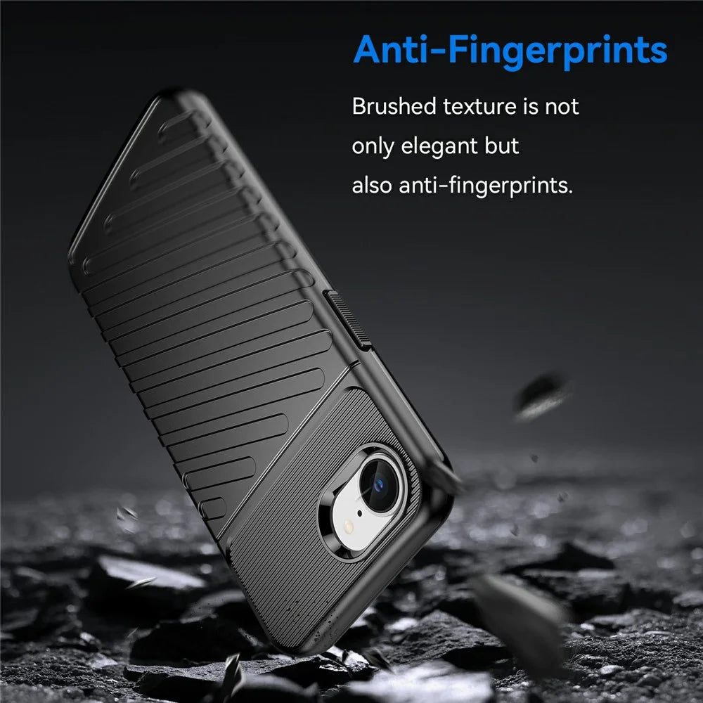 For iPhone 17e / 16e Case Twill Texture TPU Shockproof Protective Phone Cover - Black - 3