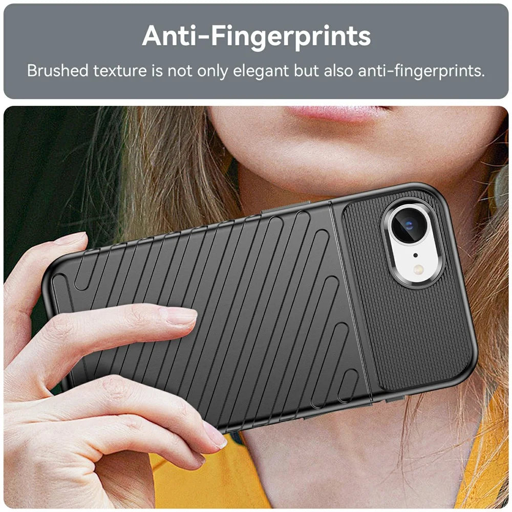 For iPhone 17e / 16e Case Twill Texture TPU Shockproof Protective Phone Cover - Black - 5
