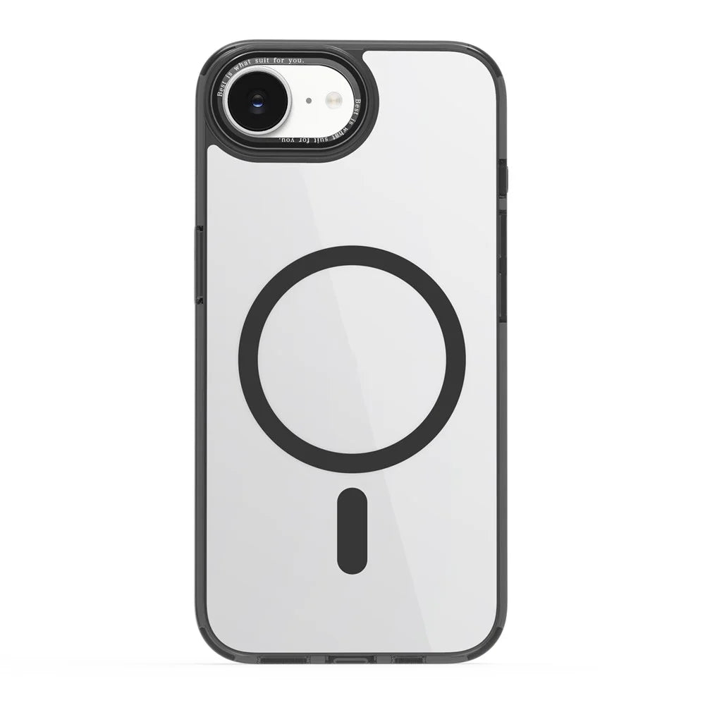 For iPhone 17e / 16e Case Compatible with MagSafe TPU+PC Transparent Phone Cover - Black - 2