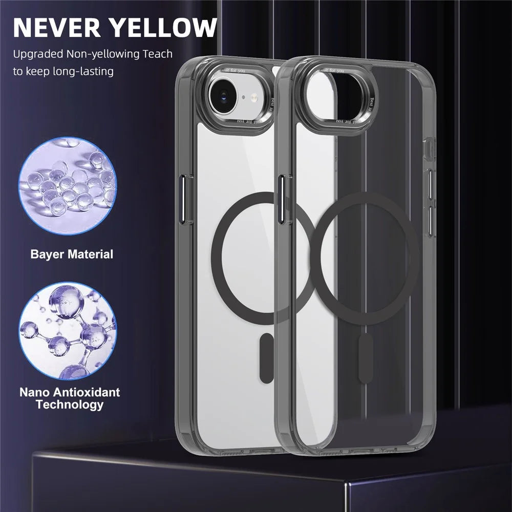 For iPhone 17e / 16e Case Compatible with MagSafe TPU+PC Transparent Phone Cover - Black - 3