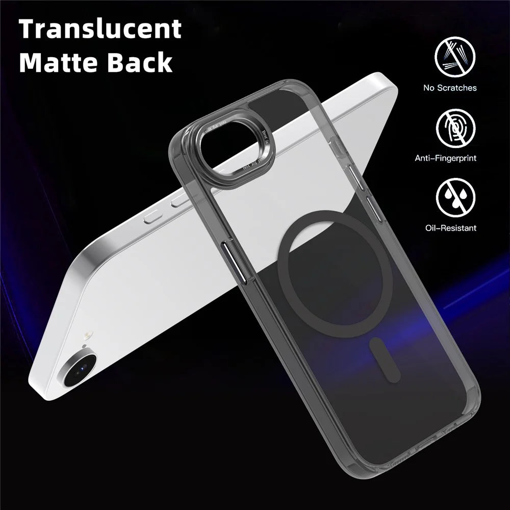 For iPhone 17e / 16e Case Compatible with MagSafe TPU+PC Transparent Phone Cover - Black - 6