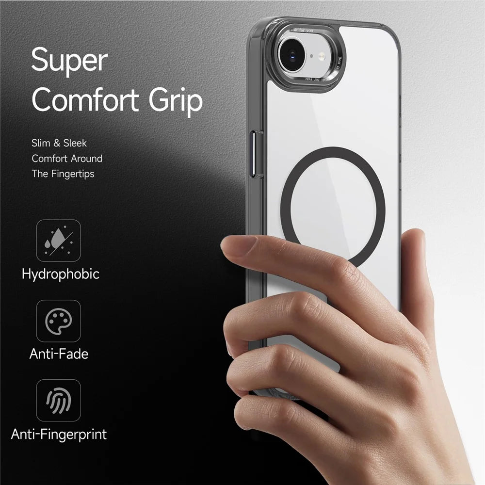 For iPhone 17e / 16e Case Compatible with MagSafe TPU+PC Transparent Phone Cover - Black - 7
