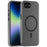 For iPhone 17e / 16e Case TPU + PC Magnetic Phone Back Cover Matte Translucent Design - Black - 1