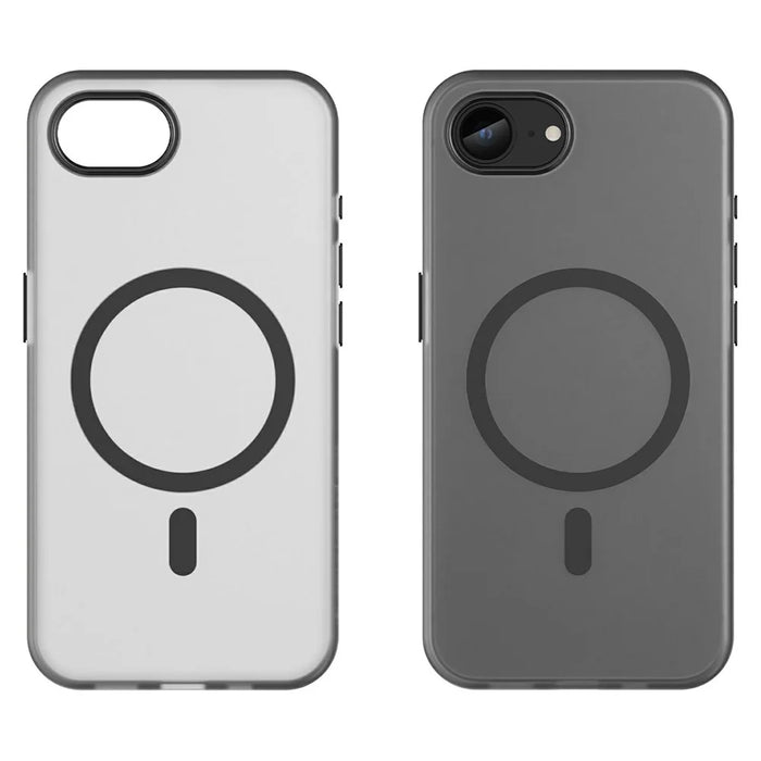 For iPhone 17e / 16e Case TPU + PC Magnetic Phone Back Cover Matte Translucent Design - Black - 2