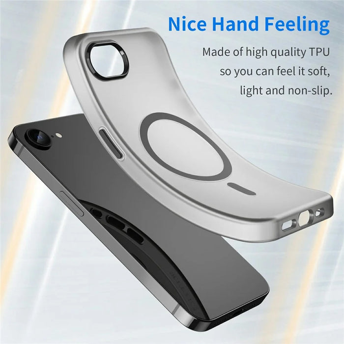 For iPhone 17e / 16e Case TPU + PC Magnetic Phone Back Cover Matte Translucent Design - Black - 3