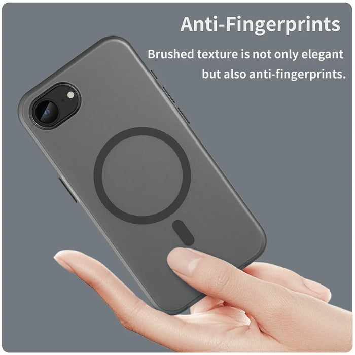 For iPhone 17e / 16e Case TPU + PC Magnetic Phone Back Cover Matte Translucent Design - Black - 4