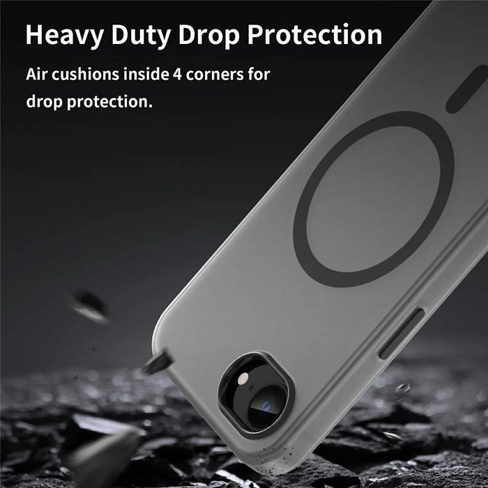 For iPhone 17e / 16e Case TPU + PC Magnetic Phone Back Cover Matte Translucent Design - Black - 7