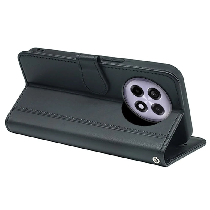 For OnePlus 13R 5G Wallet Case Magnetic Snap Leather Phone Cover with Strap - Black - 4