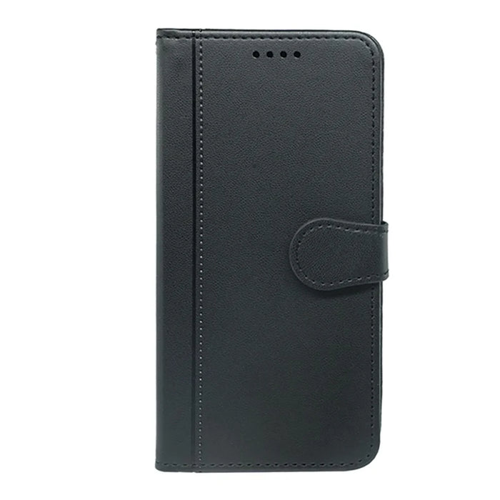 For OnePlus 13R 5G Wallet Case Magnetic Snap Leather Phone Cover with Strap - Black - 5