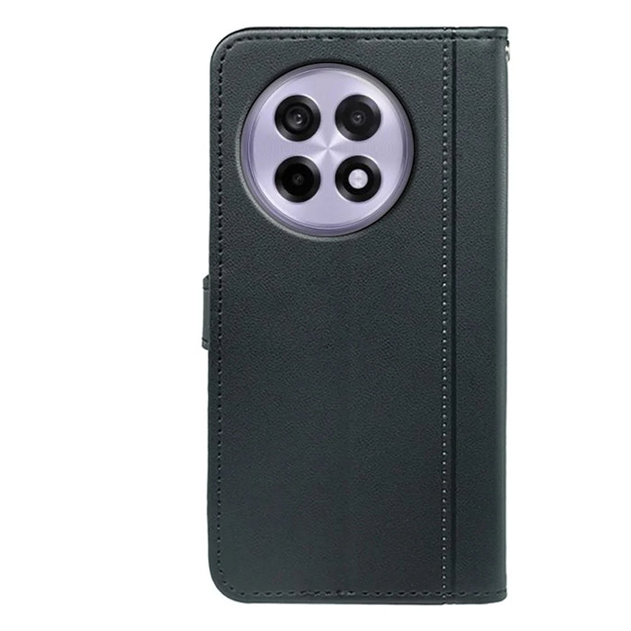 For OnePlus 13R 5G Wallet Case Magnetic Snap Leather Phone Cover with Strap - Black - 6