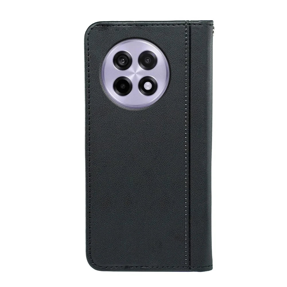 HX01 For OnePlus 13R 5G Wallet Case Magnetic Closing PU Leather Phone Cover - Black - 6