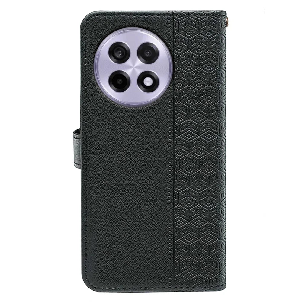 For OnePlus 13R 5G Wallet Phone Case Pattern Imprint Leather Flip Cover - Black - 6