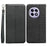 For OnePlus 13R 5G Wallet Phone Case Checkered Pattern Imprint Leather Flip Cover with Wrist Strap - Black - 1