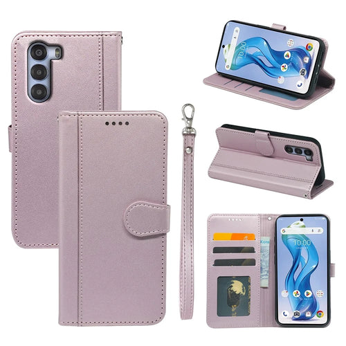 For ZTE nubia S 5G A403ZT Wallet Case Magnetic Snap Leather Phone Cover with Strap - Rose Gold - 1