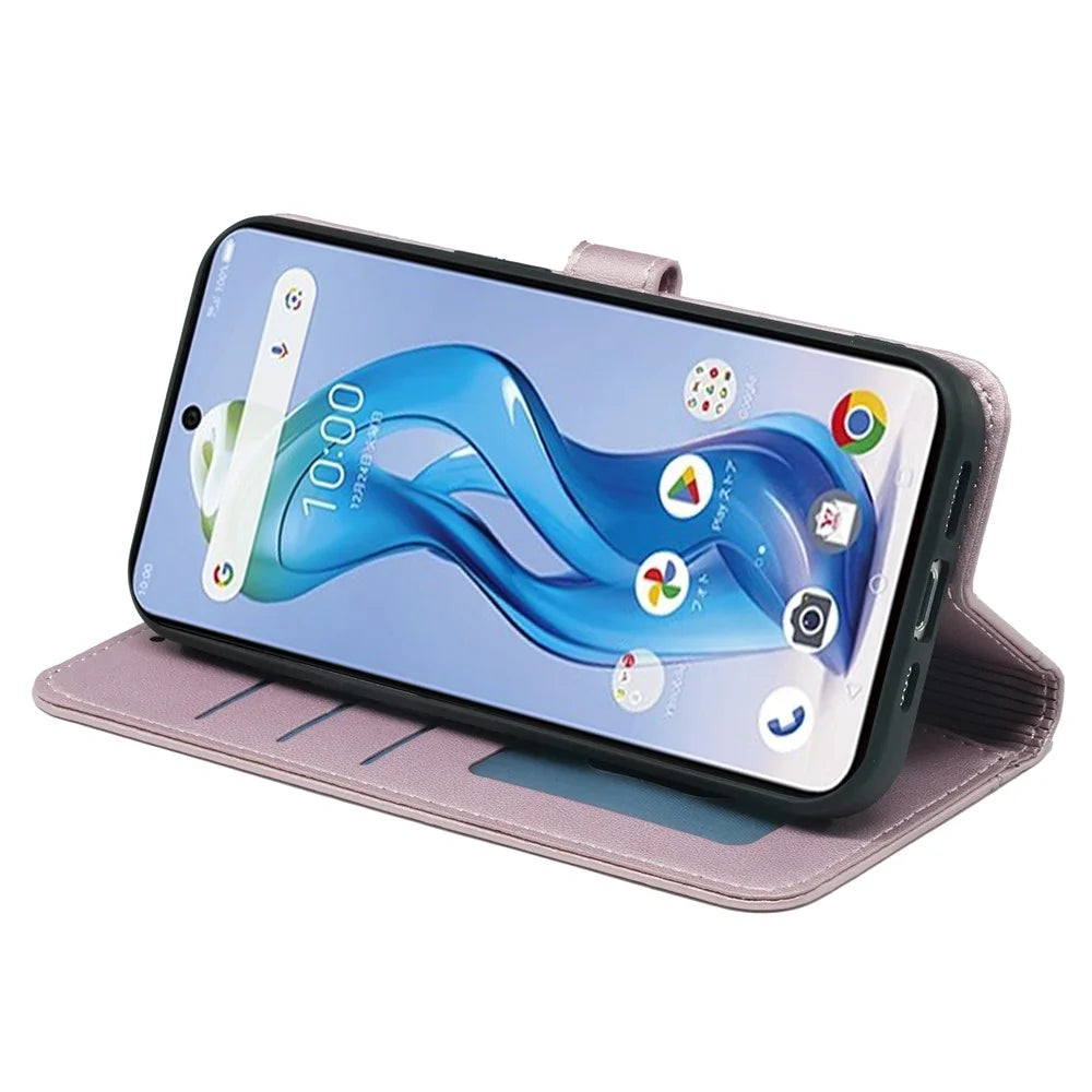 For ZTE nubia S 5G A403ZT Wallet Case Magnetic Snap Leather Phone Cover with Strap - Rose Gold - 3