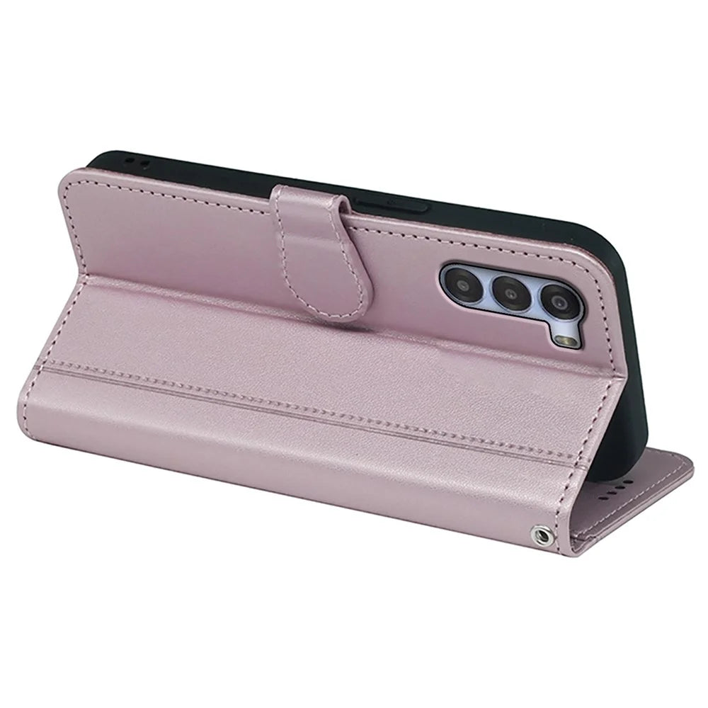 For ZTE nubia S 5G A403ZT Wallet Case Magnetic Snap Leather Phone Cover with Strap - Rose Gold - 4