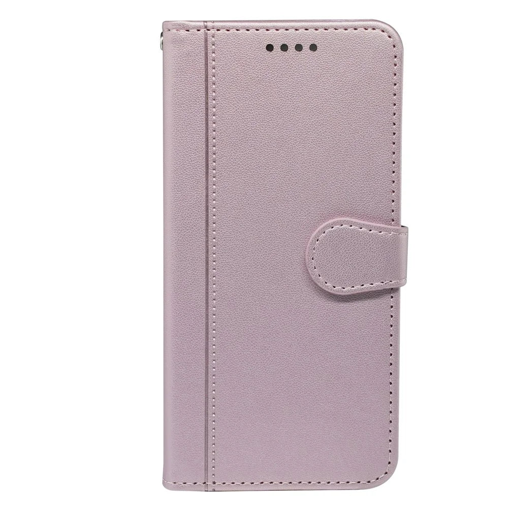 For ZTE nubia S 5G A403ZT Wallet Case Magnetic Snap Leather Phone Cover with Strap - Rose Gold - 5