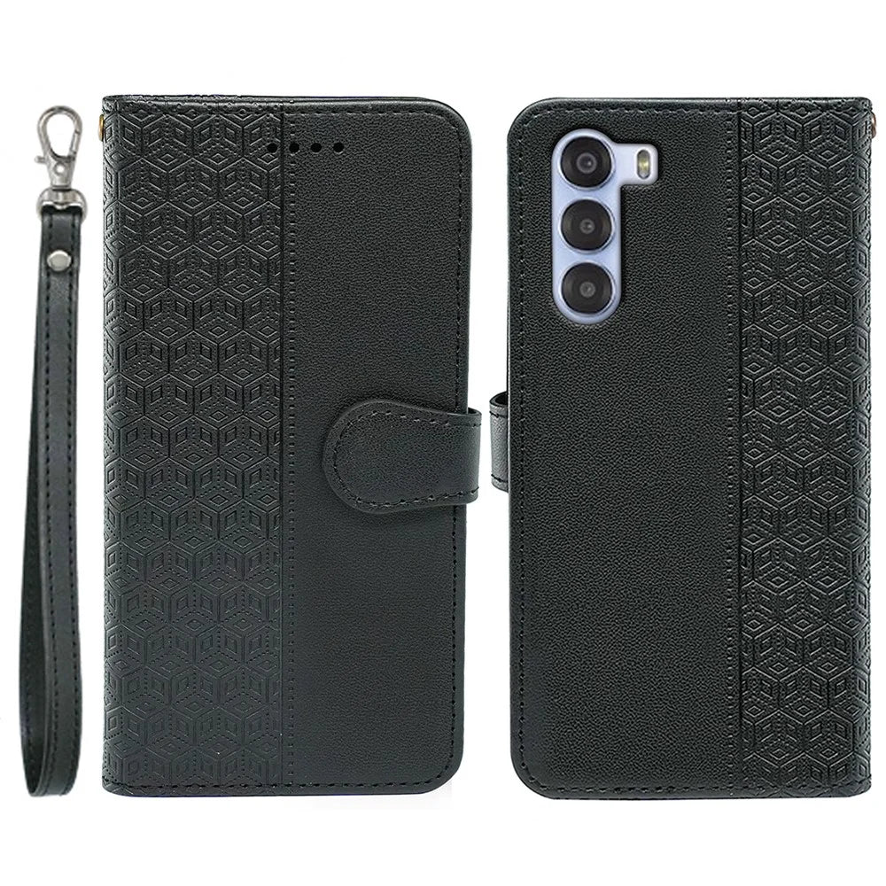 For ZTE nubia S 5G A403ZT Wallet Phone Case Pattern Imprint Leather Flip Cover - Black - 1