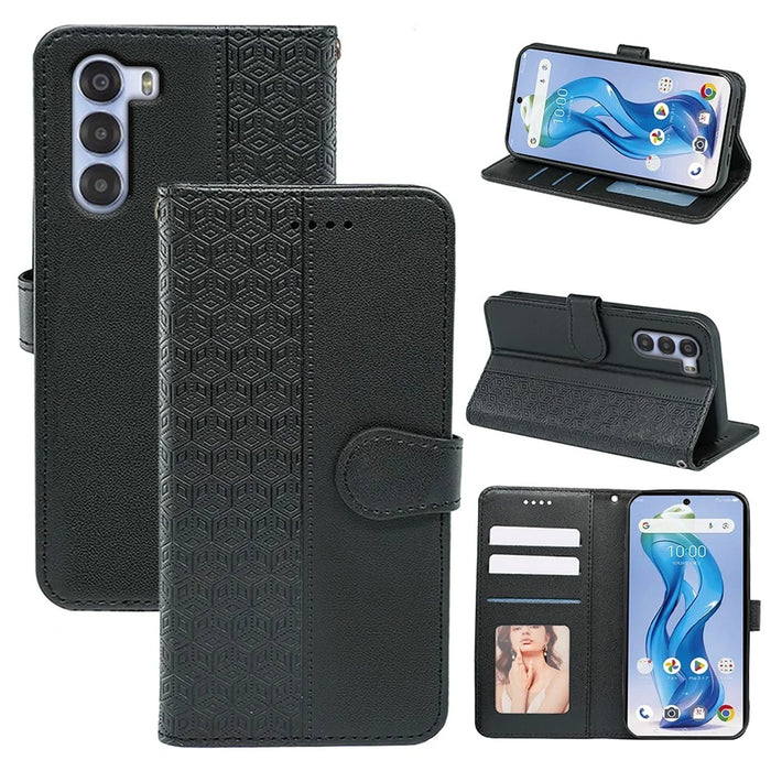 For ZTE nubia S 5G A403ZT Wallet Phone Case Pattern Imprint Leather Flip Cover - Black - 5