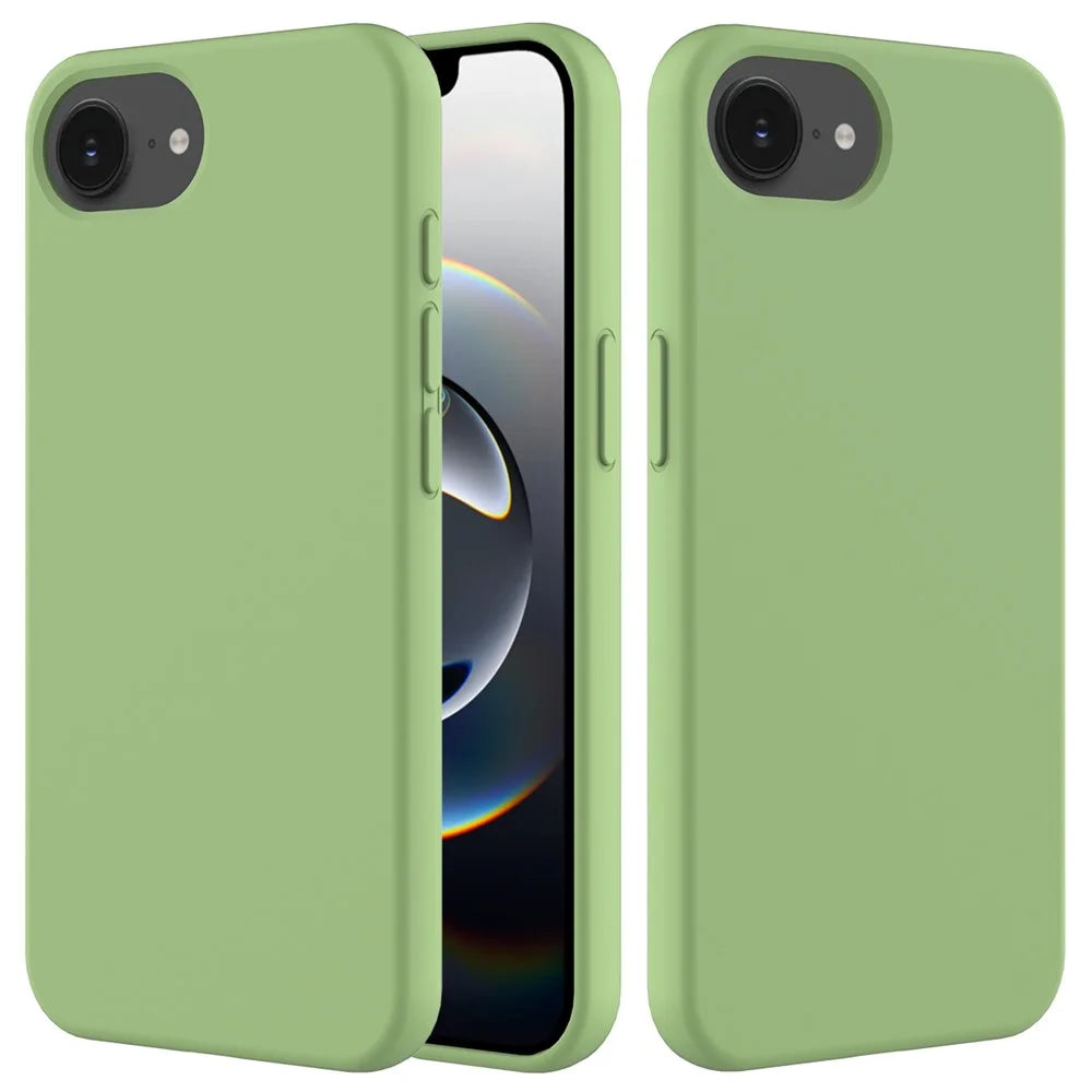 For iPhone 17e / 16e Case Drop Proof Liquid Silicone Soft Lining Back Phone Cover - Mint Green - 1