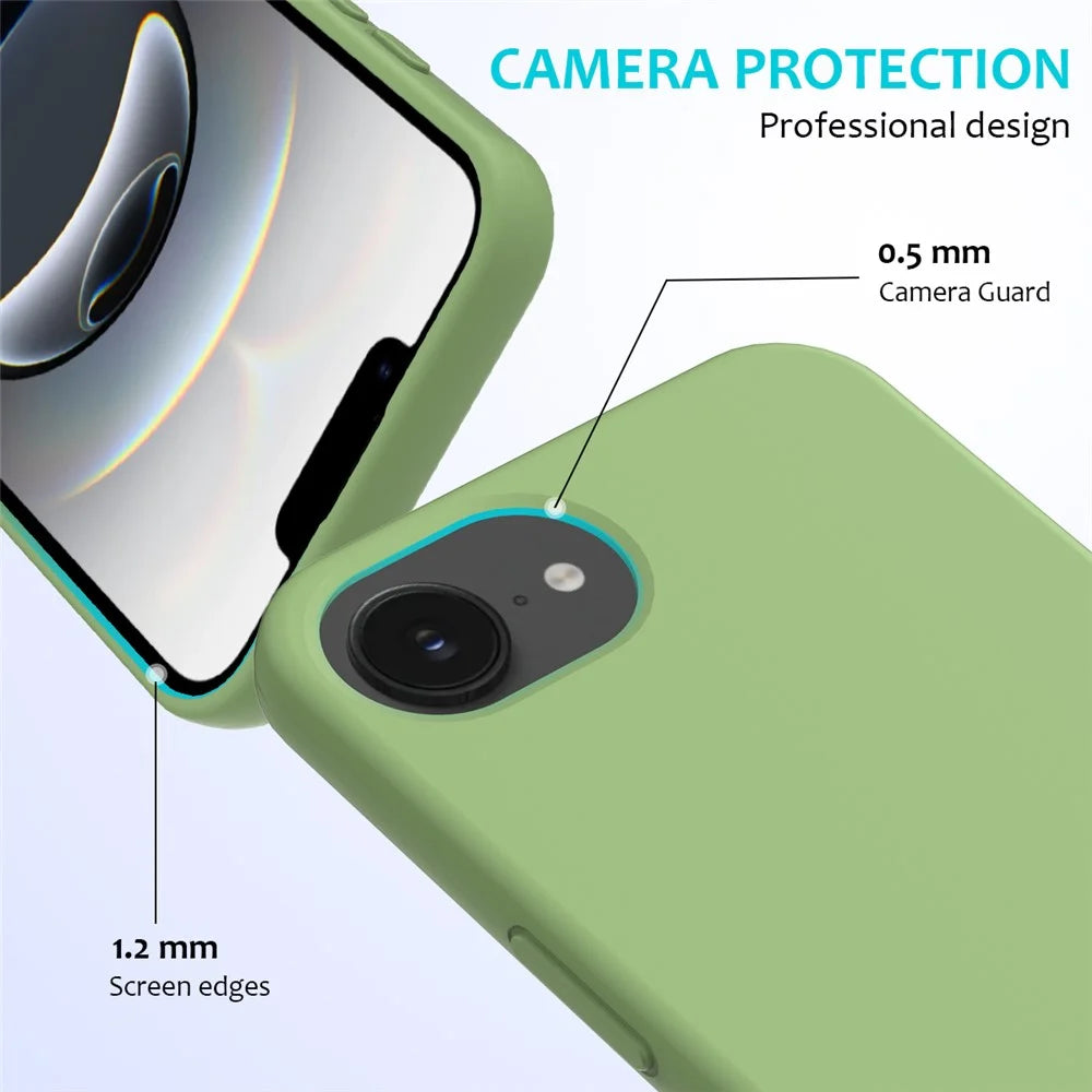 For iPhone 17e / 16e Case Drop Proof Liquid Silicone Soft Lining Back Phone Cover - Mint Green - 2