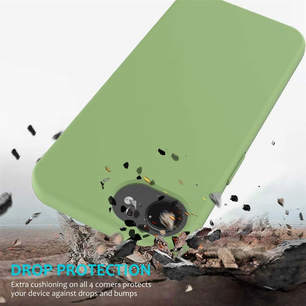 For iPhone 17e / 16e Case Drop Proof Liquid Silicone Soft Lining Back Phone Cover - Mint Green - 3
