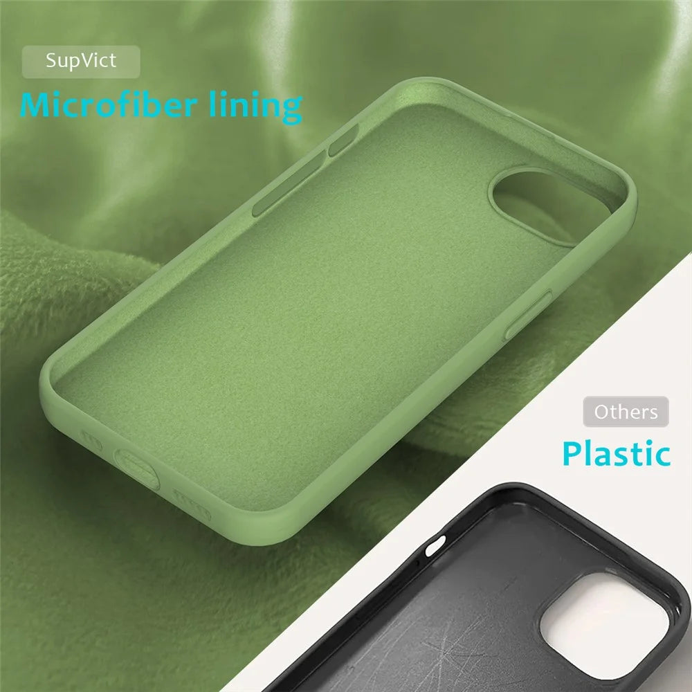For iPhone 17e / 16e Case Drop Proof Liquid Silicone Soft Lining Back Phone Cover - Mint Green - 6