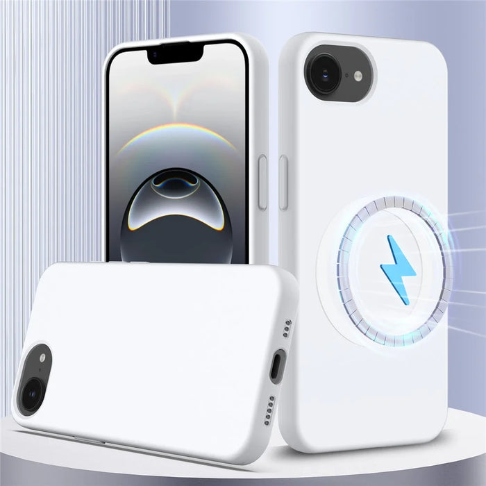 For iPhone 17e / 16e Case Compatible with MagSafe Anti-Drop Liquid Silicone Phone Cover - White - 1