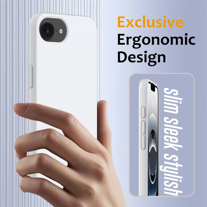 For iPhone 17e / 16e Case Compatible with MagSafe Anti-Drop Liquid Silicone Phone Cover - White - 3