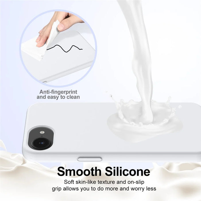 For iPhone 17e / 16e Case Compatible with MagSafe Anti-Drop Liquid Silicone Phone Cover - White - 4