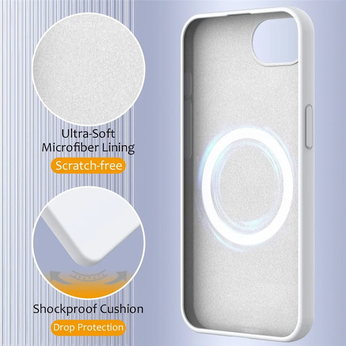 For iPhone 17e / 16e Case Compatible with MagSafe Anti-Drop Liquid Silicone Phone Cover - White - 6