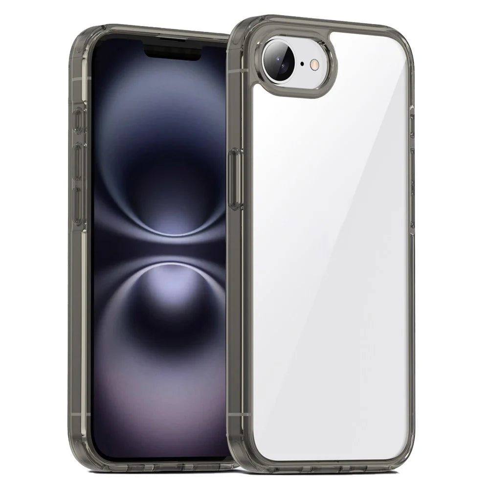 For iPhone 17e / 16e Case PC + TPU Clear Anti Drop Phone Back Cover - Brown - 1