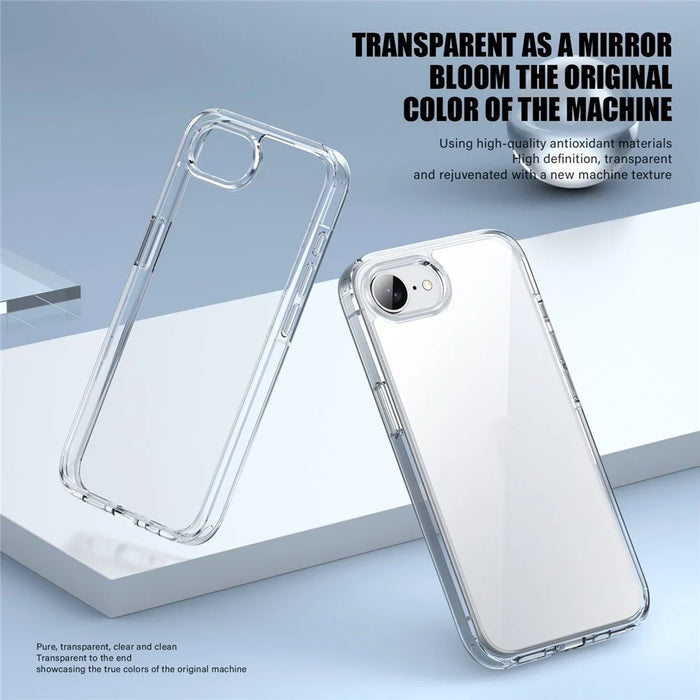For iPhone 17e / 16e Case PC + TPU Clear Anti Drop Phone Back Cover - Brown - 3