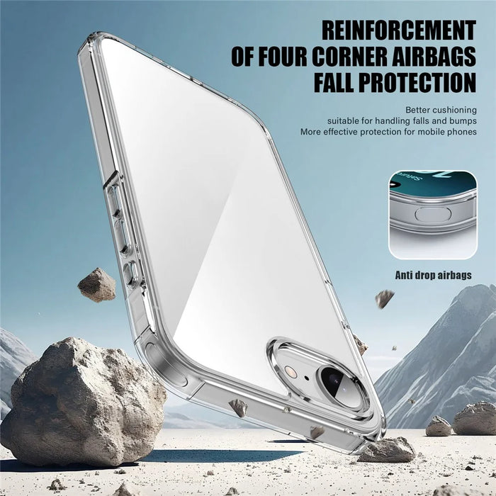For iPhone 17e / 16e Case PC + TPU Clear Anti Drop Phone Back Cover - Brown - 4
