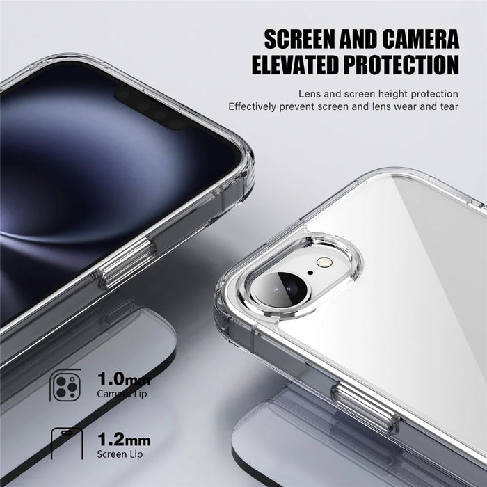 For iPhone 17e / 16e Case PC + TPU Clear Anti Drop Phone Back Cover - Brown - 6