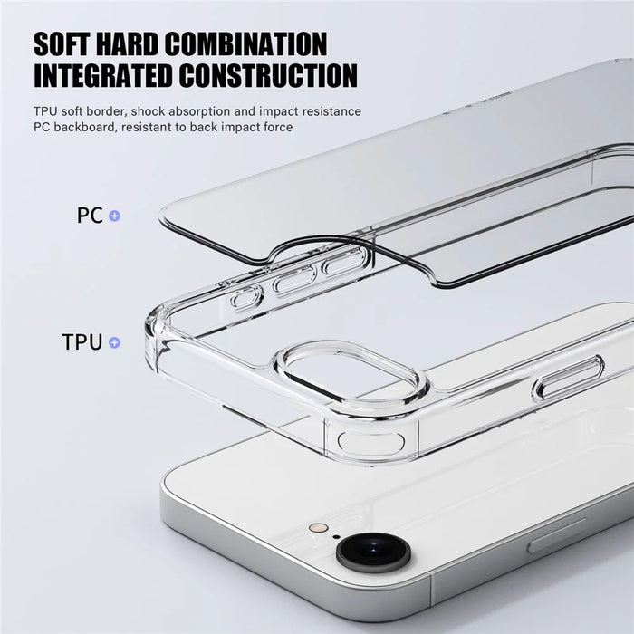 For iPhone 17e / 16e Case PC + TPU Clear Anti Drop Phone Back Cover - Brown - 7