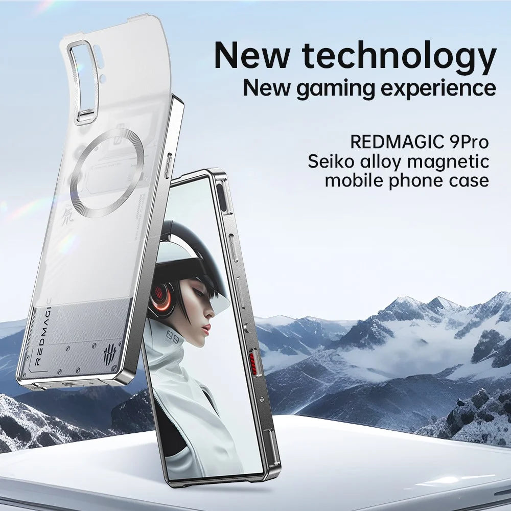 Phone Case For ZTE nubia Red Magic 9S Pro+ 5G  /  9S Pro 5G  /  9 Pro+ 5G  /  9 Pro 5 Magnetic Case Hard PC Metal Frame Back Cover - Titanium Grey - 3