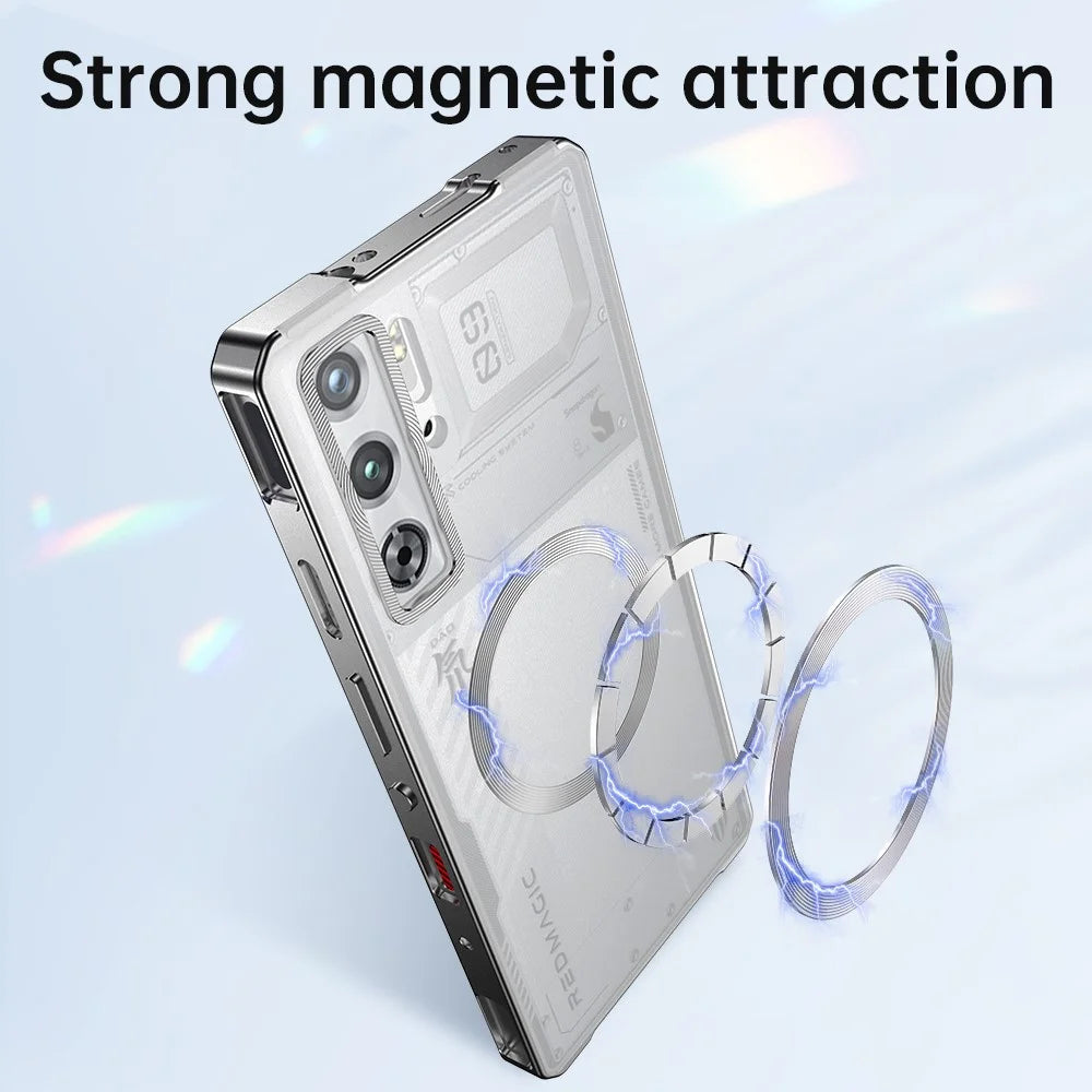 Phone Case For ZTE nubia Red Magic 9S Pro+ 5G  /  9S Pro 5G  /  9 Pro+ 5G  /  9 Pro 5 Magnetic Case Hard PC Metal Frame Back Cover - Titanium Grey - 5