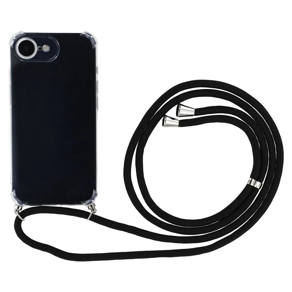 For iPhone 17e / 16e Case Reinforced Corner TPU Clear Phone Cover with Lanyard - 3
