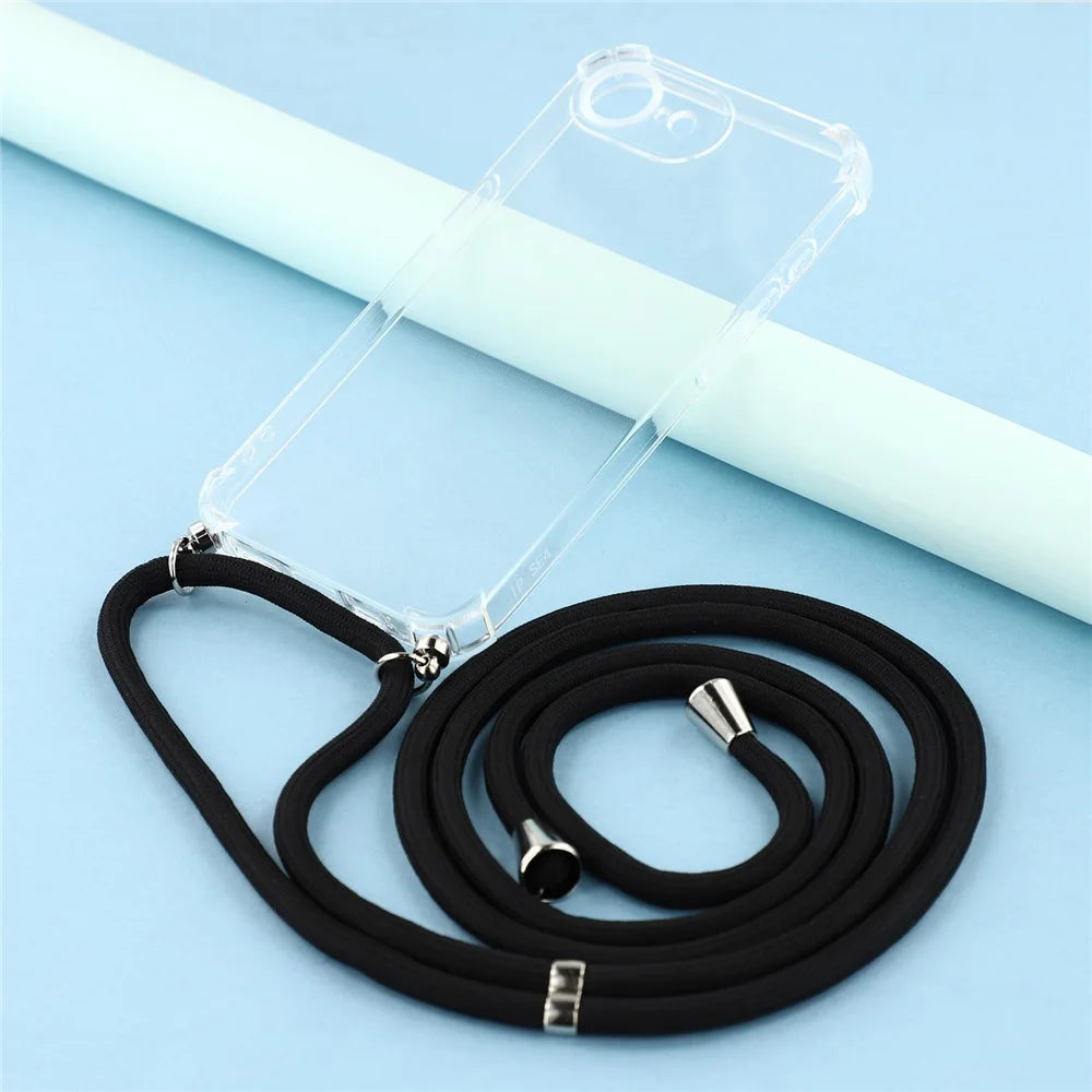 For iPhone 17e / 16e Case Reinforced Corner TPU Clear Phone Cover with Lanyard - 7