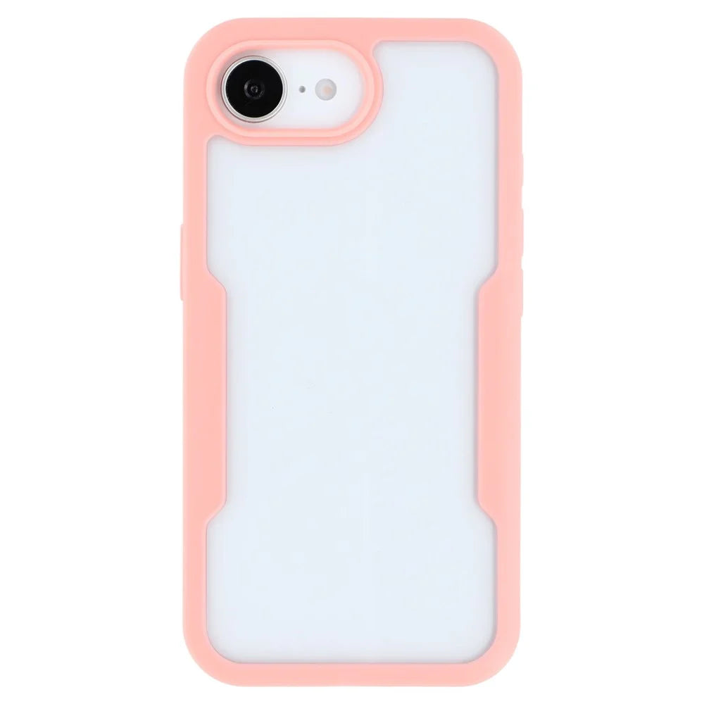 For iPhone 17e / 16e Case Acrylic + TPU Clear Phone Cover with PET Screen Film - Pink - 2