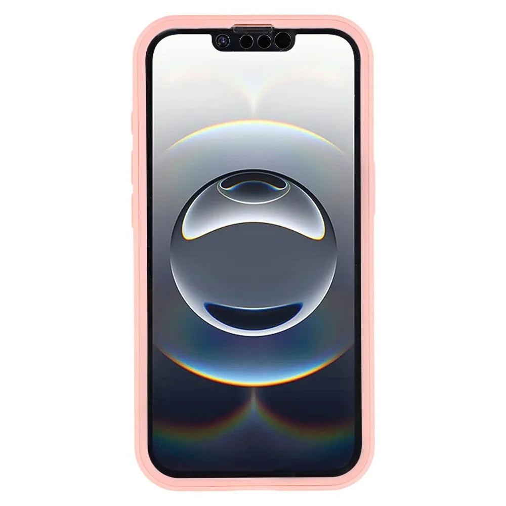 For iPhone 17e / 16e Case Acrylic + TPU Clear Phone Cover with PET Screen Film - Pink - 3