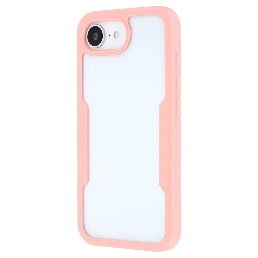 For iPhone 17e / 16e Case Acrylic + TPU Clear Phone Cover with PET Screen Film - Pink - 5