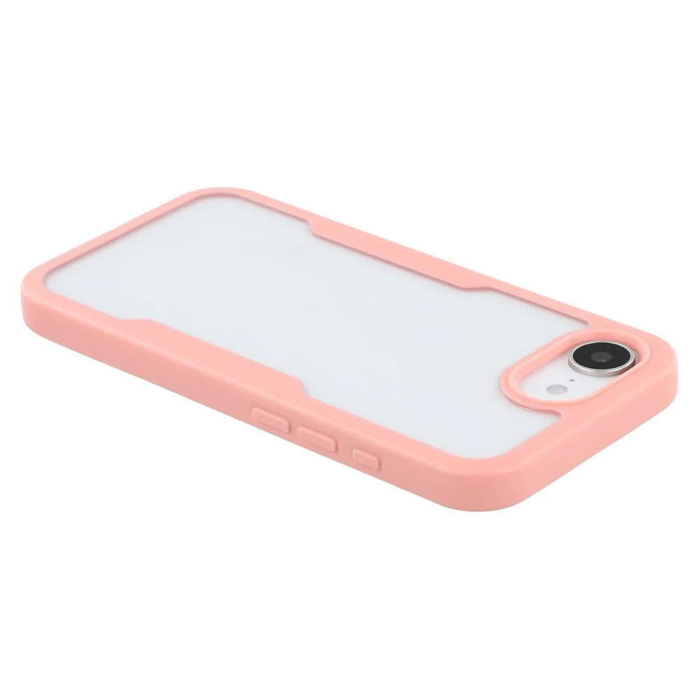 For iPhone 17e / 16e Case Acrylic + TPU Clear Phone Cover with PET Screen Film - Pink - 6