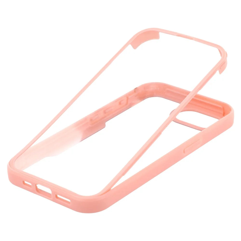 For iPhone 17e / 16e Case Acrylic + TPU Clear Phone Cover with PET Screen Film - Pink - 7