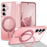For Samsung Galaxy S25  /  S24 Magnetic Case Rotatable Ring Kickstand TPU + PC Phone Cover - Pink - 1
